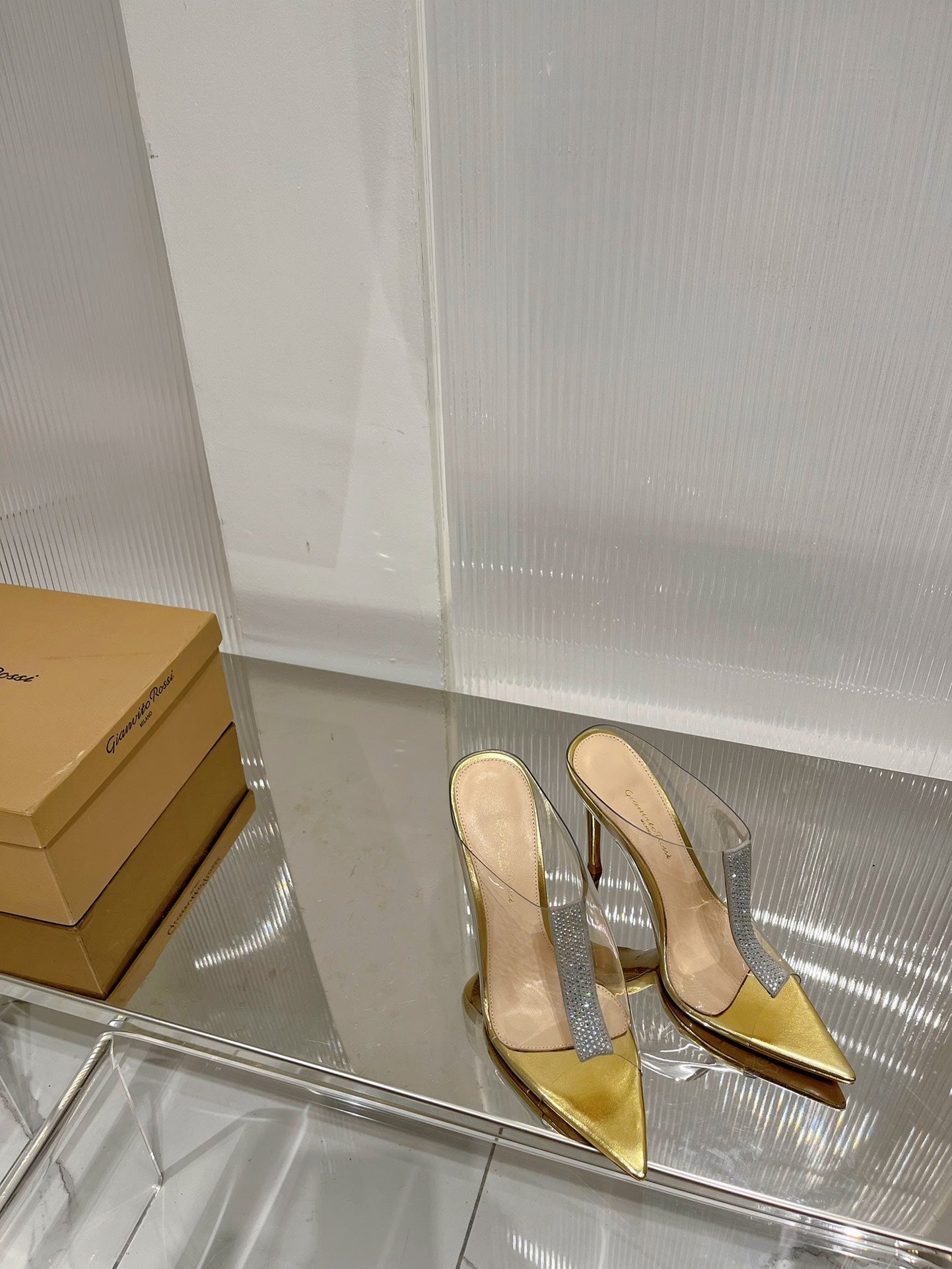 GIANVITO ROSSI 26S HEELED SANDALS 105 MM IN GOLD TPU