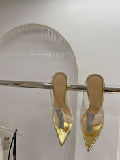 GIANVITO ROSSI 26S HEELED SANDALS 105 MM IN GOLD TPU