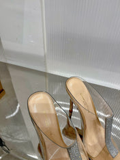 GIANVITO ROSSI 26S HEELED SANDALS 105 MM IN BEIGE TPU