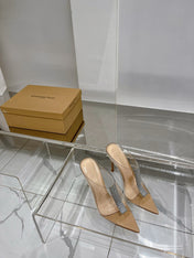 GIANVITO ROSSI 26S HEELED SANDALS 105 MM IN BEIGE TPU