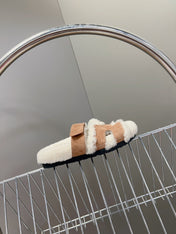 HM 26S SANDAL IN CREAM WHITE WOOL AND BEIGE BROWN SUEDE