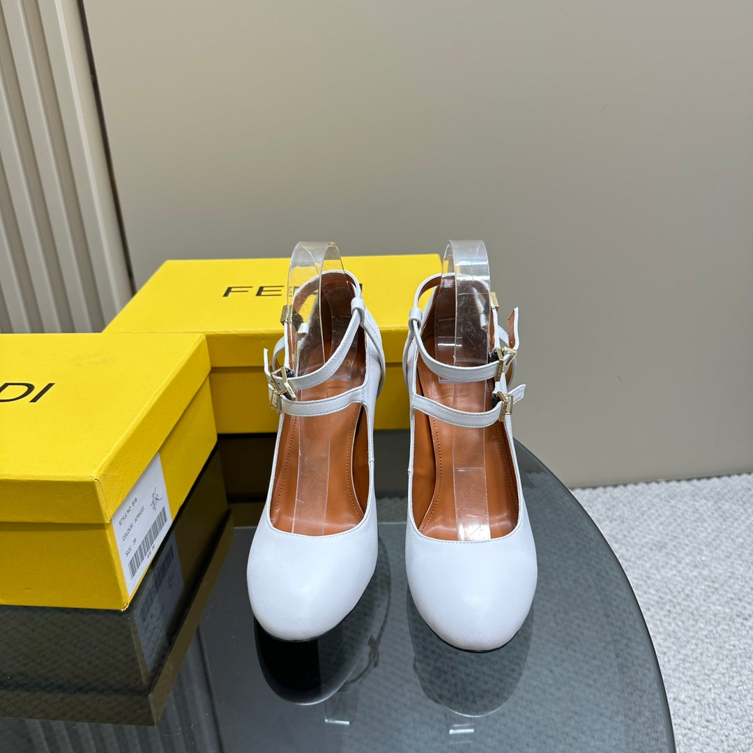 FENDI DELFINA HIGH-HEELED 85 MM SANDAL IN WHITE LAMBSKIN