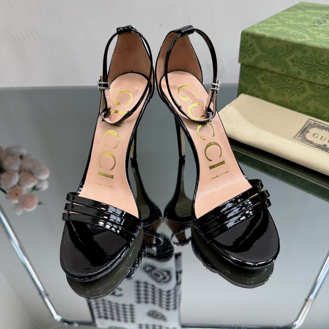 GG 105 HIGH HEEL SANDAL BLACK LAMBSKIN