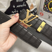 LV 25S BELT 38 MM IN BLACK CALFSKIN 593268