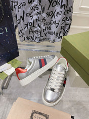 GG ACE GG SUPREME TRAINER SILVER CALFSKIN