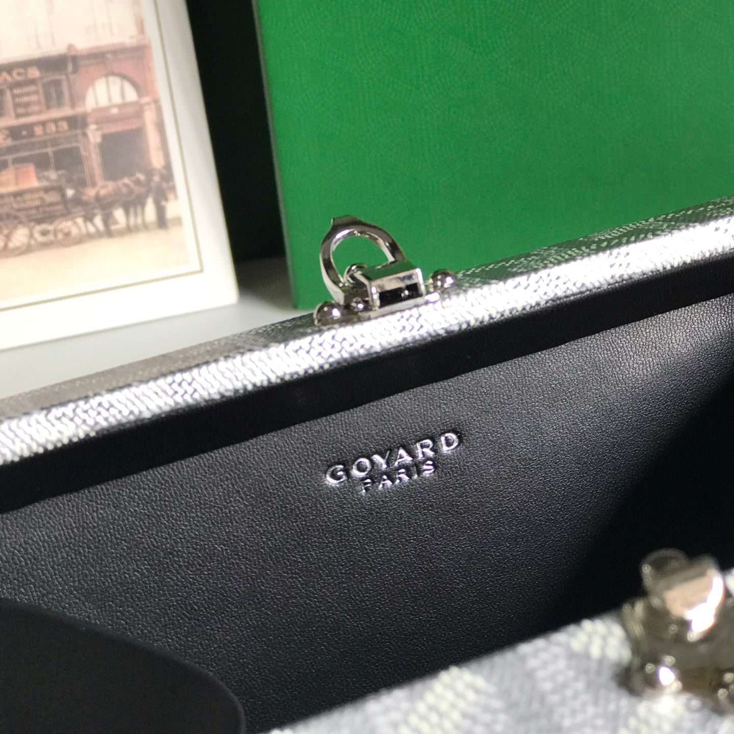 MINAUDIERE TRUNK BAG 17 IN WHITE GOYARDINE CANVAS
