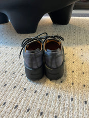 MIUMIU 26S LACED FUME SHOES IN BLACK CALFSKIN