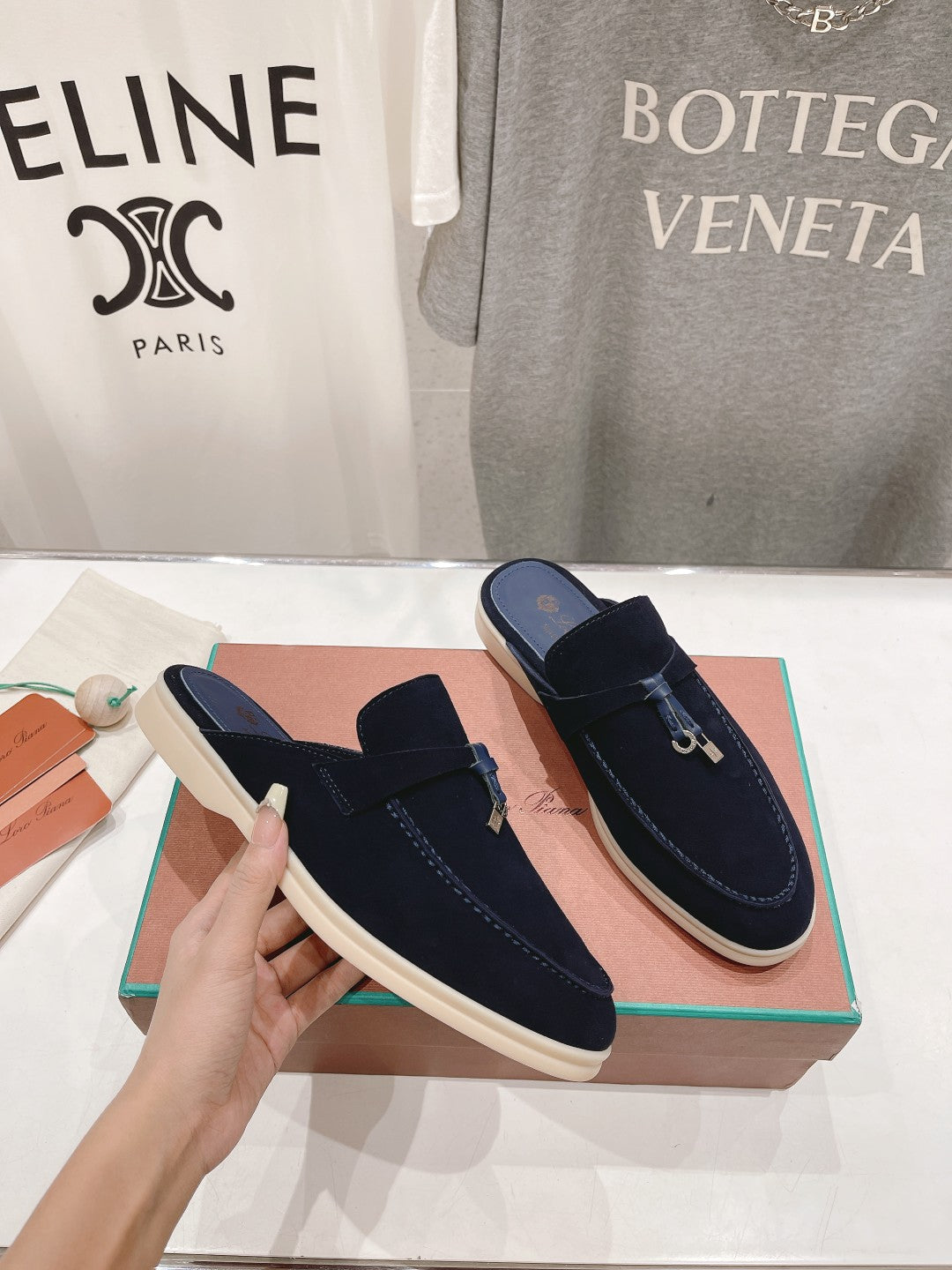 LP CHARMS WALK BABOUCHE LOAFERS DENIM SUEDE