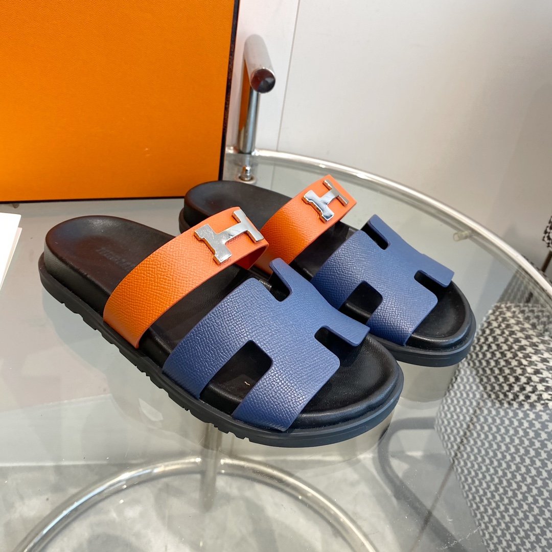 Chypre Sandal Charcoal Blue Leather