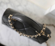 CHANEL 25S FLAP BAG 21 CM IN BLACK LAMBSKIN WITH GOLD HARDWARE
