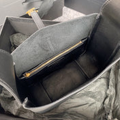 LE 5 À 7 SMALL SUPPLE 23 IN GRAY LAMBSKIN GOLD BUCKLE