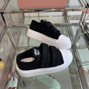 Thick-Soled Denim Sneakers Black and White