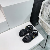 Sandals Black Sheepskin With Stylized Straps