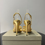 PADLOCK HIGH HEELS 10 CM IN METALLIC GOLD LAMBSKIN