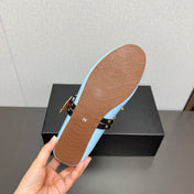 ALAIA MARY JANE SHOES IN LIGHT BLUE LAMBSKIN SILVER HARDWARE