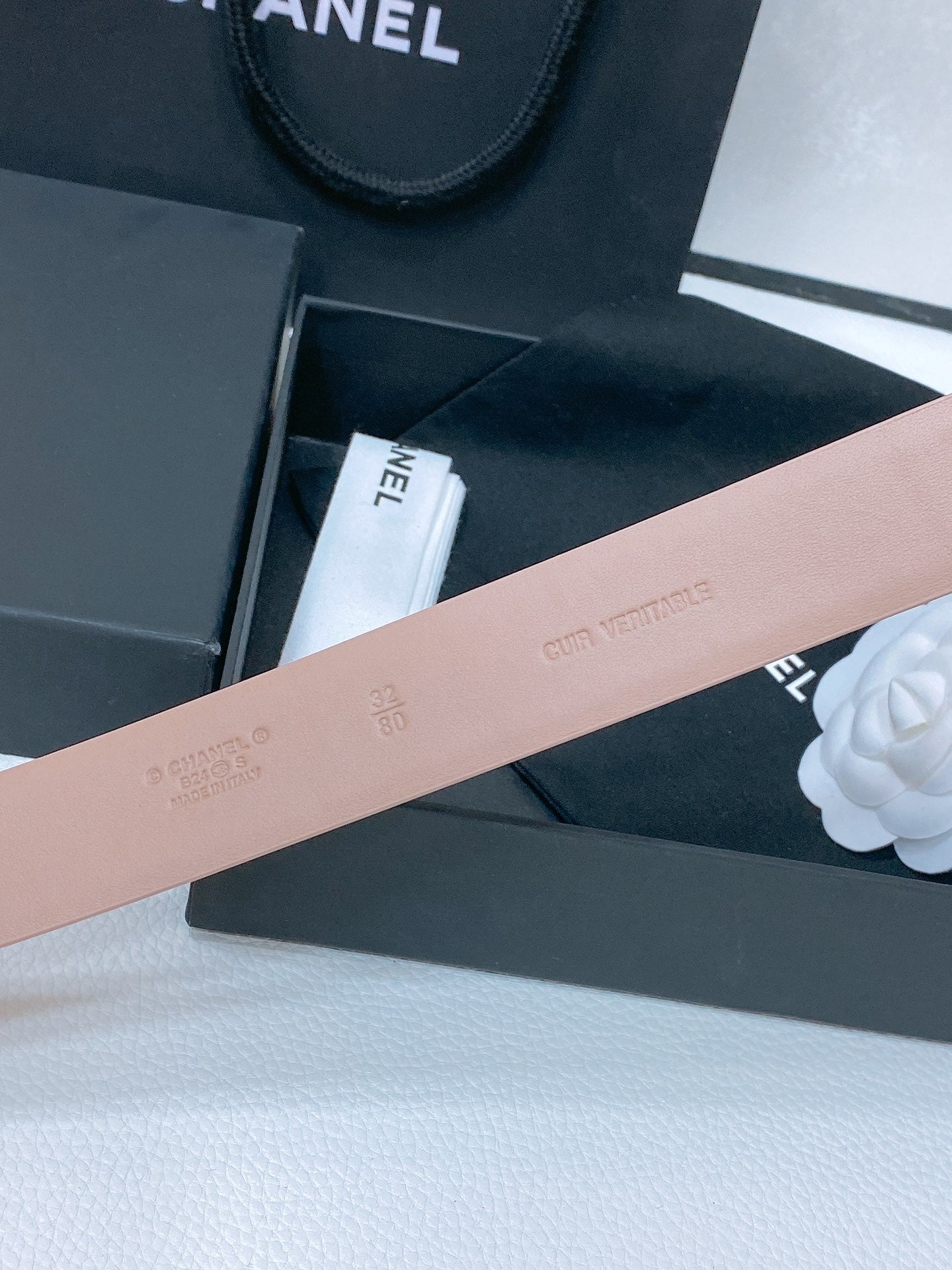 CHANEL 26S BELT 30 MM IN BEIGE CALFSKIN 670905