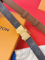 LV GO-14 20MM BELT IN BRONZE BROWN CALFSKIN GOLD HARDWARE