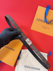 LV GO-14 20MM BELT IN BROWN MONOGRAM CALFSKIN SILVER HARDWARE