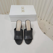 DIOR 26S WIDE-STRAP MULES 80 MM IN BLACK SMOOTH CALFSKIN