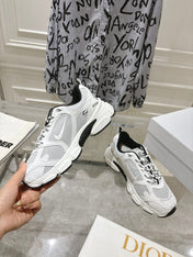 DIOR 25S CHRONO SNEAKER 45MM IN MESH WITH WHITE AND BLACK CALFSKIN