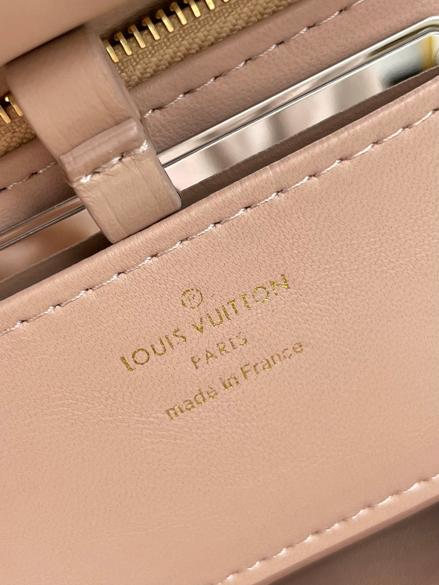 GO-14 MM 23 IN LIGHT PINK QUILTED LAMBSKIN GOLD HARDWARE