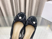 PEARL MARY JANE SLINGBACKS IN BLACK MIX WHITE TWEED 30 MM