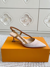 BLOSSOM SLINGBACKS 55 MM IN LIGHT PINK IMPORTED STRIPED SILK SATIN