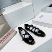 LES BALLERINES CELINE BABIES IN BLACK PATENT CALFSKIN