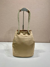 BUCKET BAG 28 IN BEIGE RE-NYLON GOLD LOGO