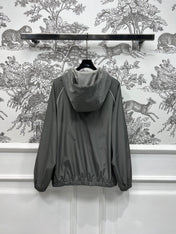 MIU 25S HOODED JACKET GREY IN NYLON 263131