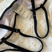 CC BIKINI SWIMSUIT SET IN WHITE AND BLACK TRIM 594786