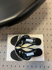 JIMMY CHOO 26S CRYSTAL THONG SANDALS 45 MM IN BLACK LAMBSKIN
