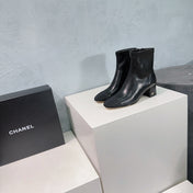 CHANEL ANKLE BOOTS 25S 45 MM IN BLACK LAMBSKIN WITH ZIPPER