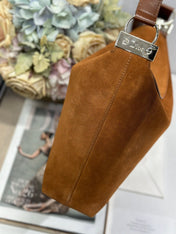 DIOR 26S DIORLY BAG 33 IN BROWN SUEDE