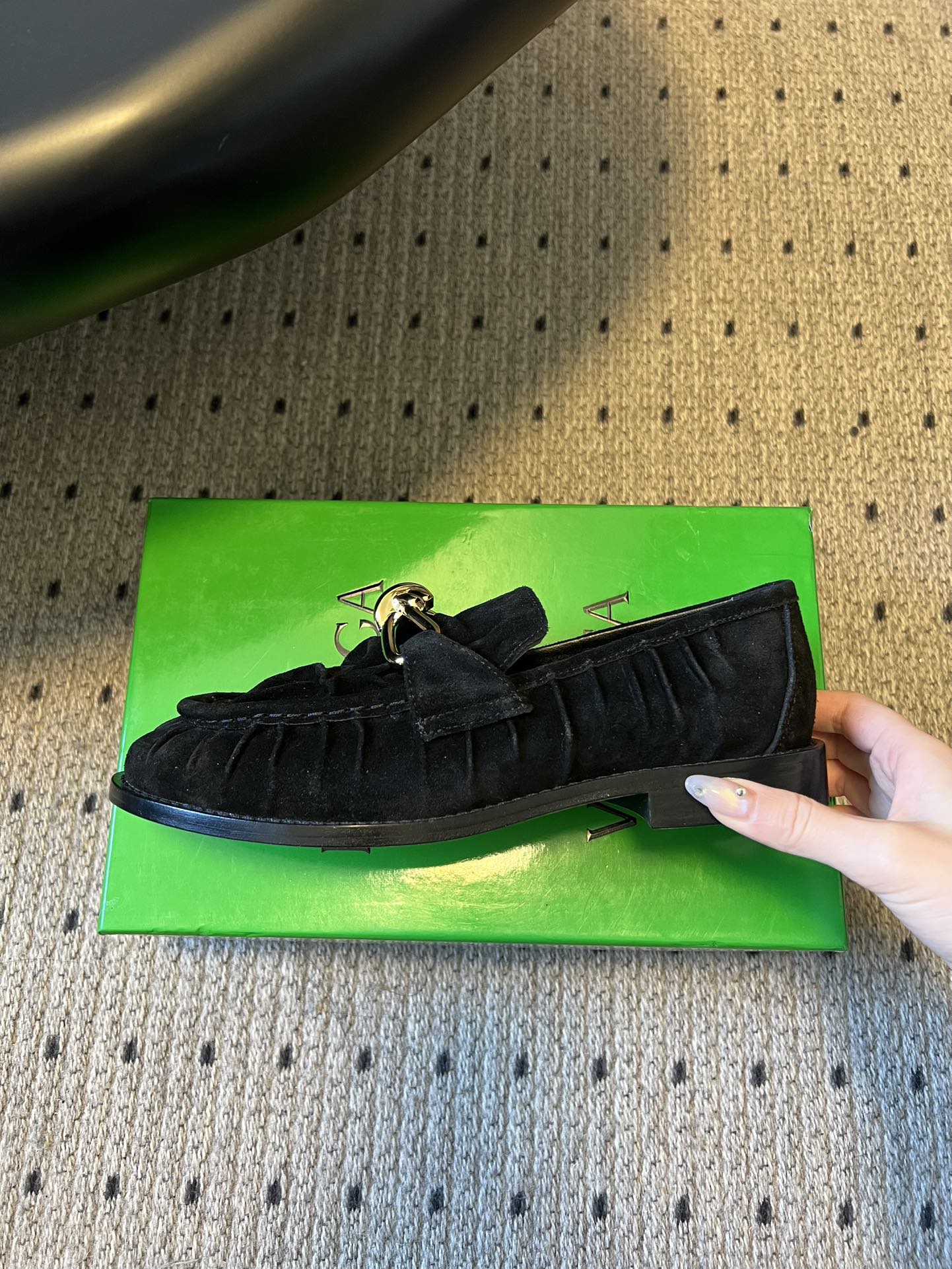 BOTTEGA VENETA 26S LOAFERS IN BLACK SUEDE WITH GOLD HARDWARE