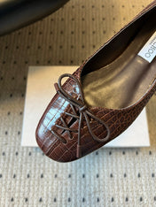 JIMMY CHOO 26S CLASSIC BALLET FLATS IN DARK BROWN CALFSKIN