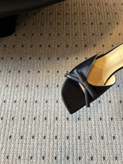 DIOR 26S OBLIQUE BOW MULE IN BLACK SATIN