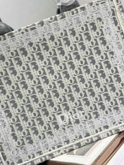 DIOR 26S BOOK TOTE BAG 36 IN GREY AND BEIGE FABRIC OBLIQUE FABRIC