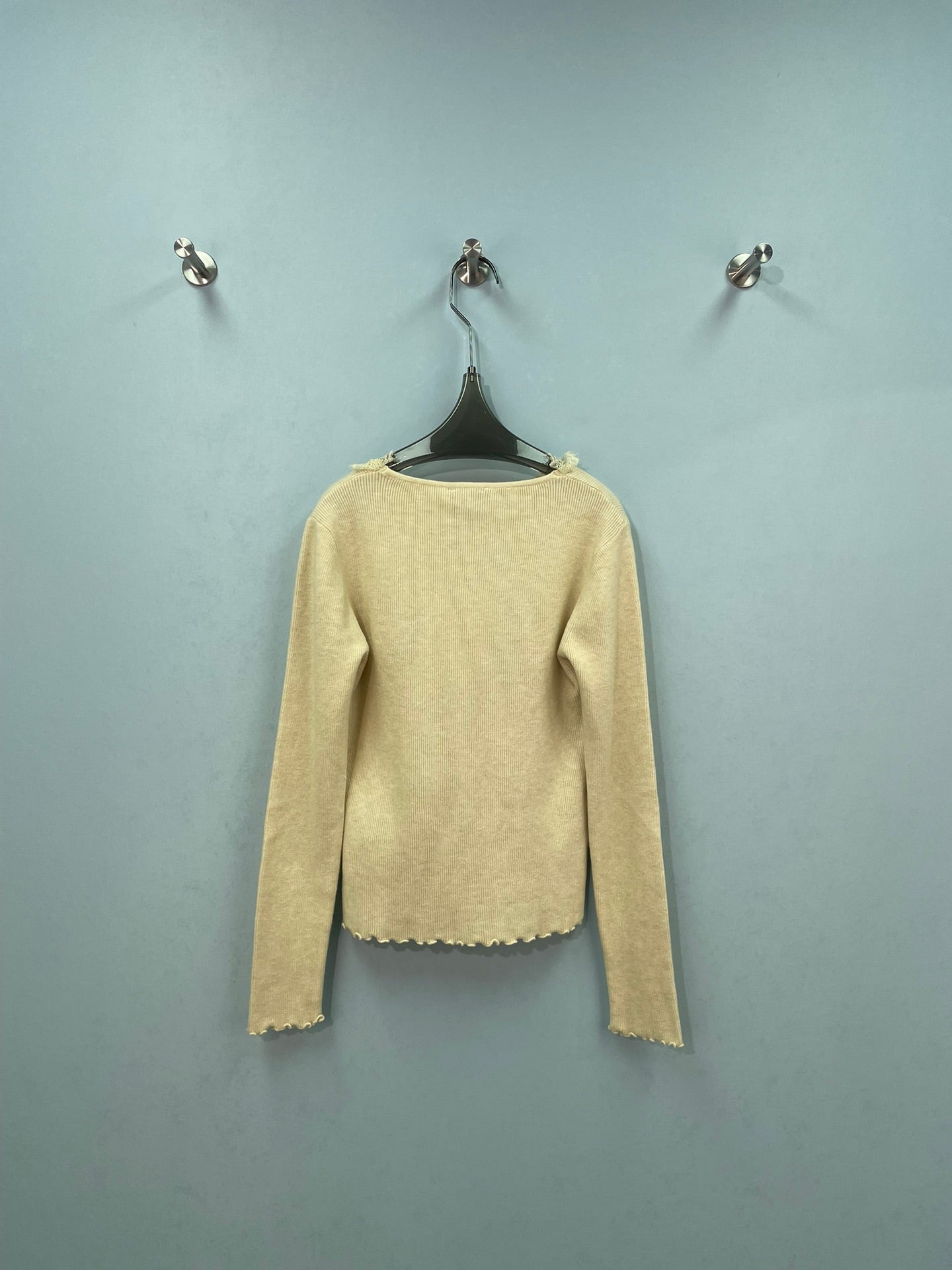CHANEL 26S LACE TRIM V-NECK KNIT SWEATER 1570