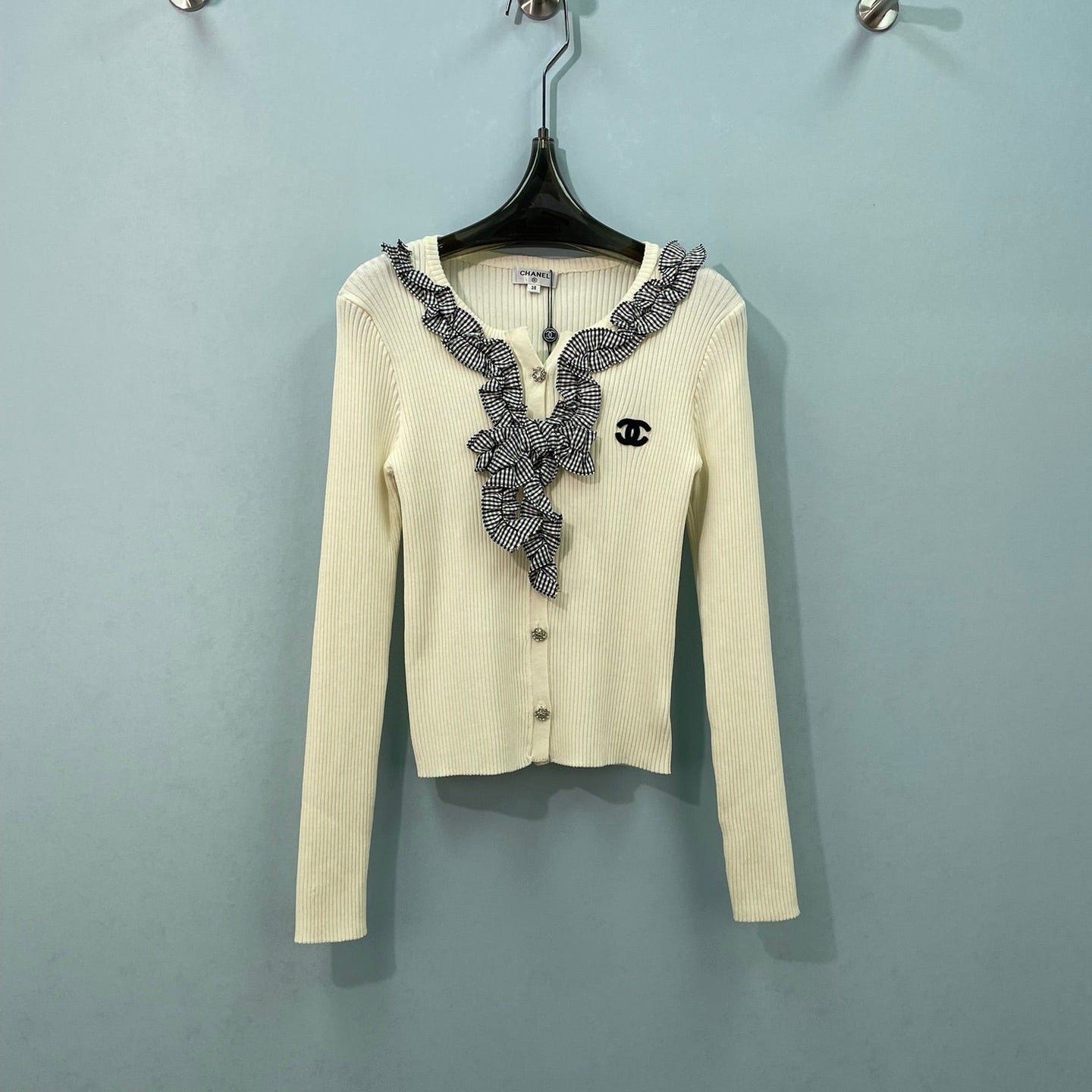 CHANEL 26S RUFFLE KNIT CARDIGAN 1653