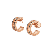 ZERO 1 ROCK PINK GOLD EARRINGS WITH STUDDED SPIRAL AND BLACK CERAMIC