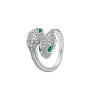 SERPENTI RING MALACHITE DIAMOND DOUBLE SNAKE
