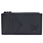 COIN CARD HOLDER 8 BLACK AEROGRAM CALFSKIN