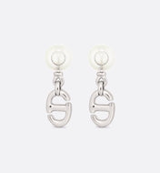 CD DROP PEARL TRIBALES EARRINGS SILVER