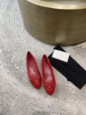 BALLET FLATS RED QUILTED LAMBSKIN