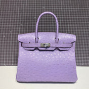 HM BIRKIN 30CM PURPLE OSTRICH LEATHER SILVER HARDWARE