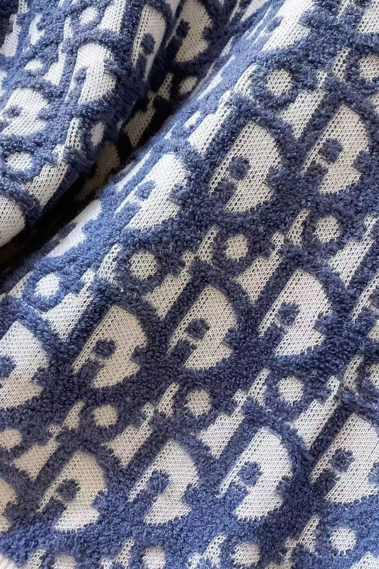 CD Oblique Sweater White Blue Wool