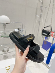 CD DIORACT SANDALS IN BLACK LAMBSKIN