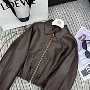 LOEWE Draped Jacket Brown Nappa Lambskin