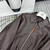 LOEWE Draped Jacket Brown Nappa Lambskin